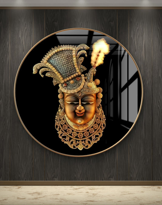 Round Shreenathji face made of crystal resin