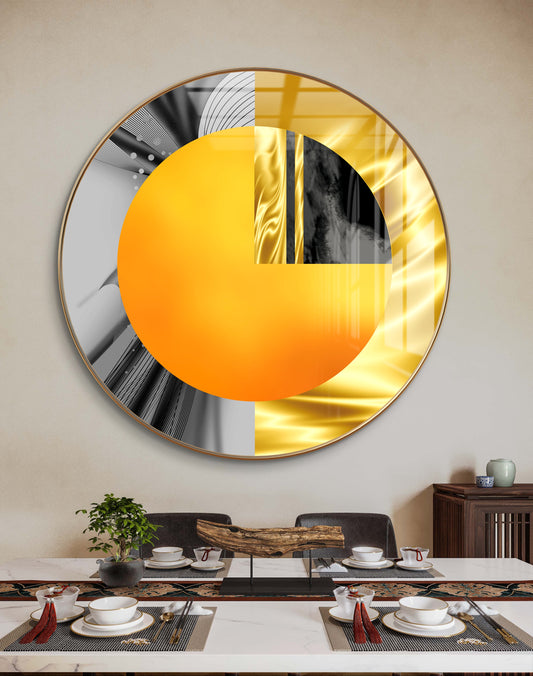 Round orange cut pizza shape abstract art crystal resin