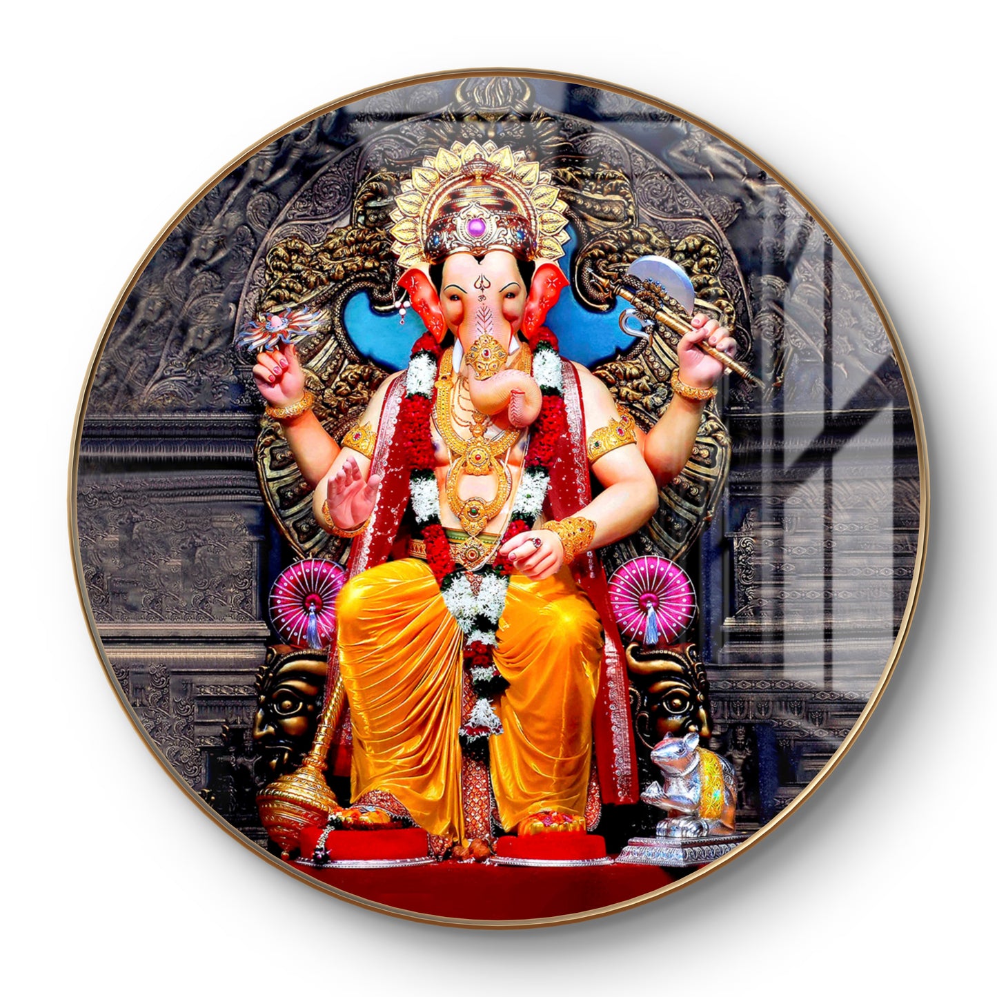 Round lalbaug cha raja (Bombay) ganpati crystal resin