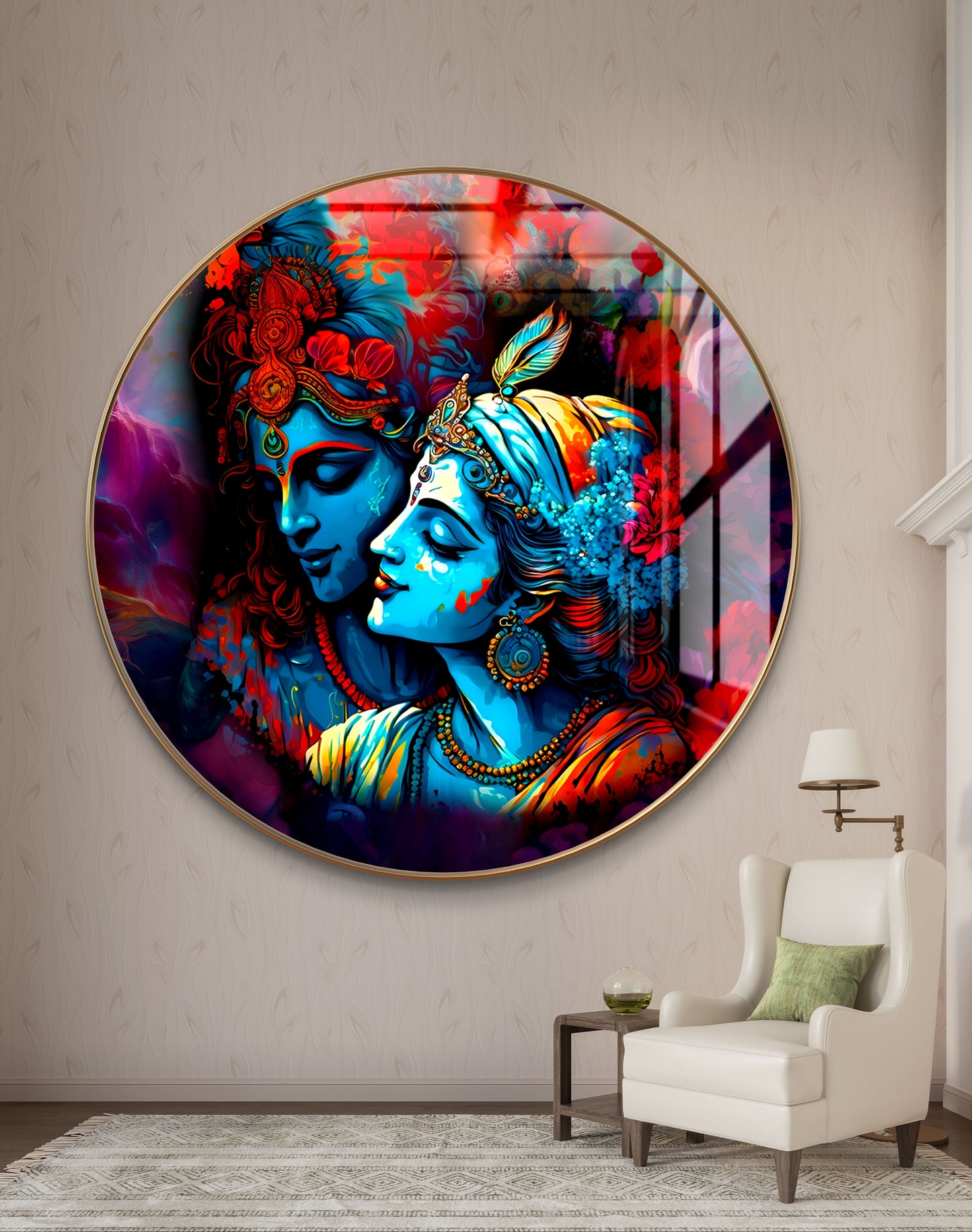Round abstract colourful brush strokes RK painting crystal resin